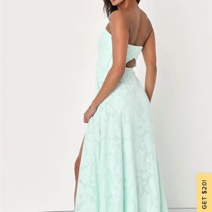 Size Small Lulus Garden of Romance Mint Green Floral Burnout Strapless Maxi